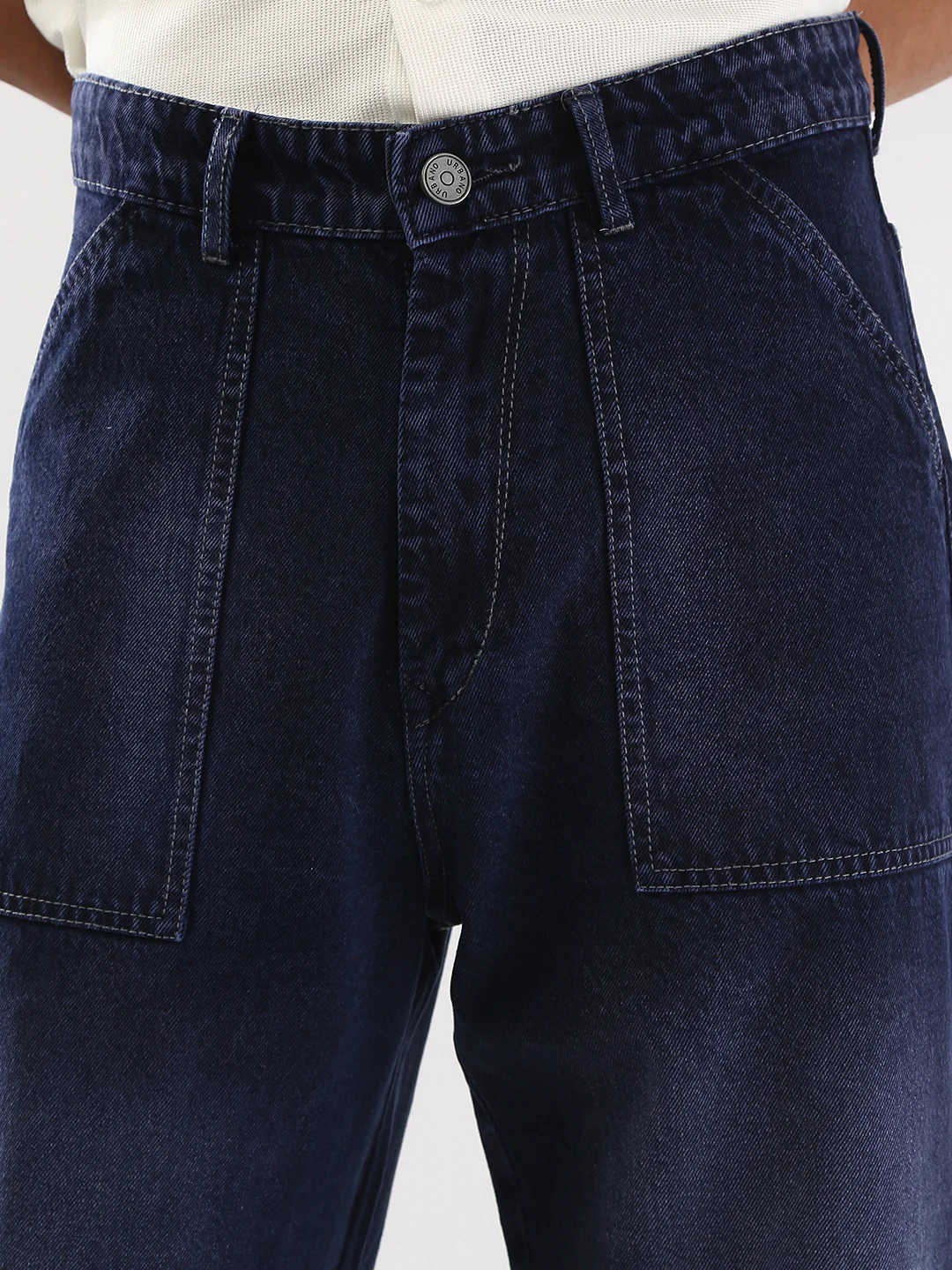 Men's Dark Blue Loose Fit Cargo Carpenter Jeans With 6 Pockets Non-Stretchable - Image 5