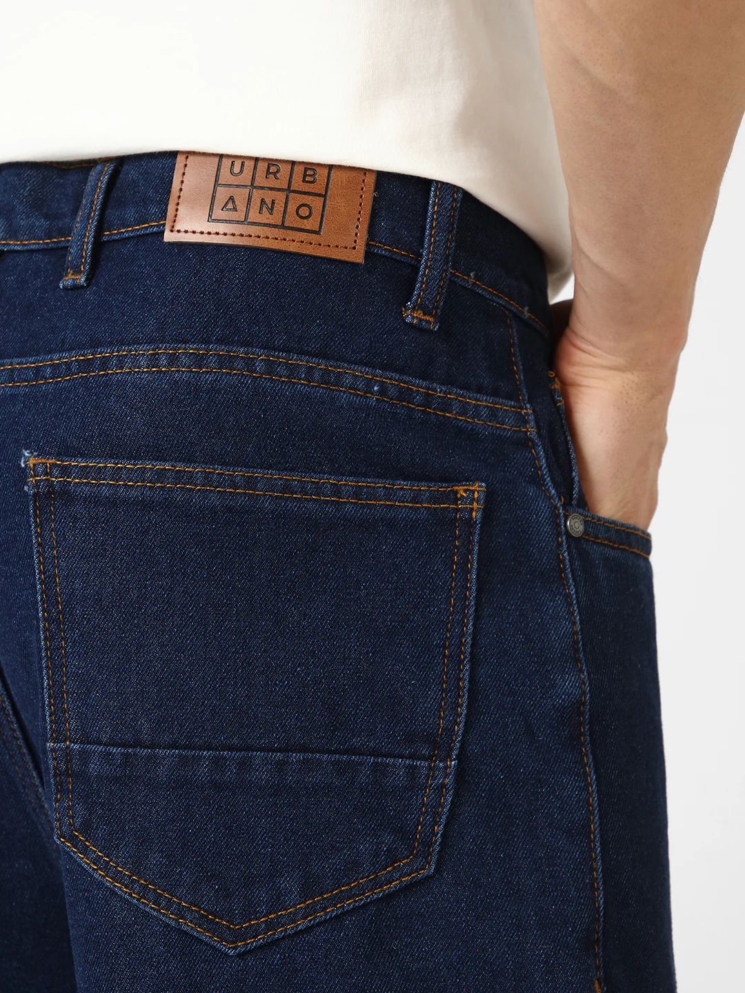 Men's Dark Blue Loose Fit Washed Jeans Non-Stretchable - Image 6