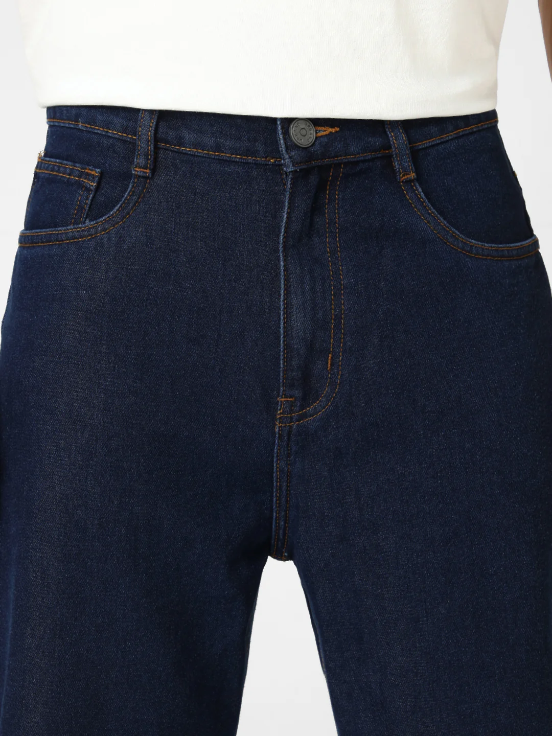 Men's Dark Blue Loose Fit Washed Jeans Non-Stretchable - Image 7