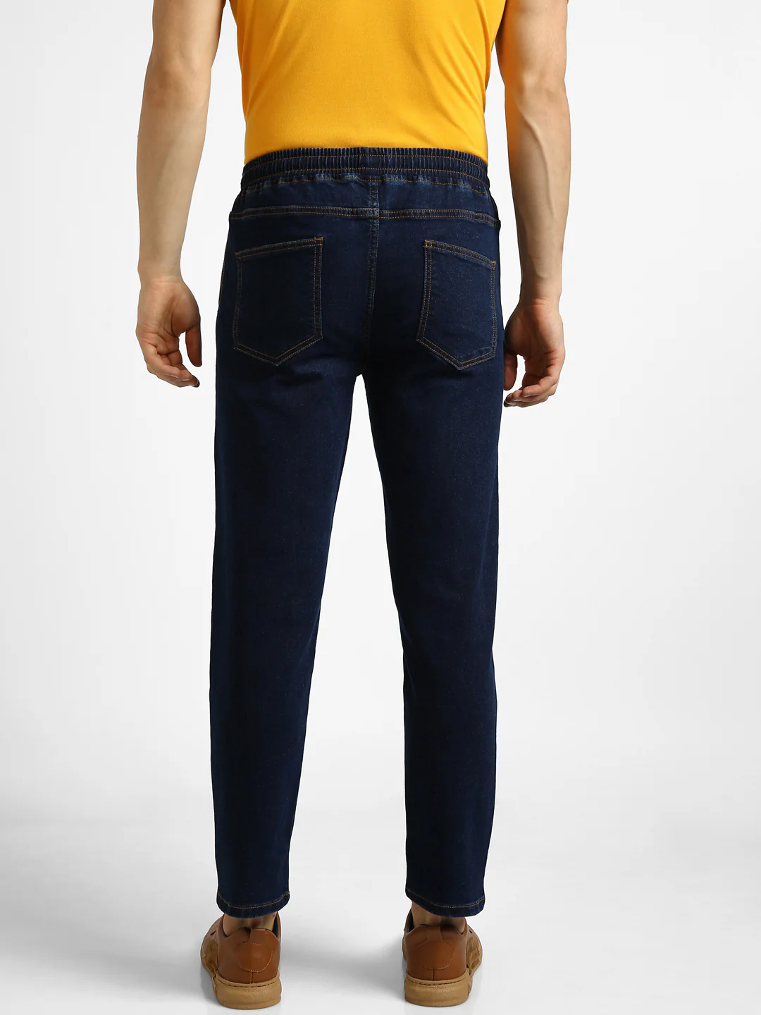Men's Dark Blue Regular Fit Washed Jogger Jeans Stretchable - Image 3