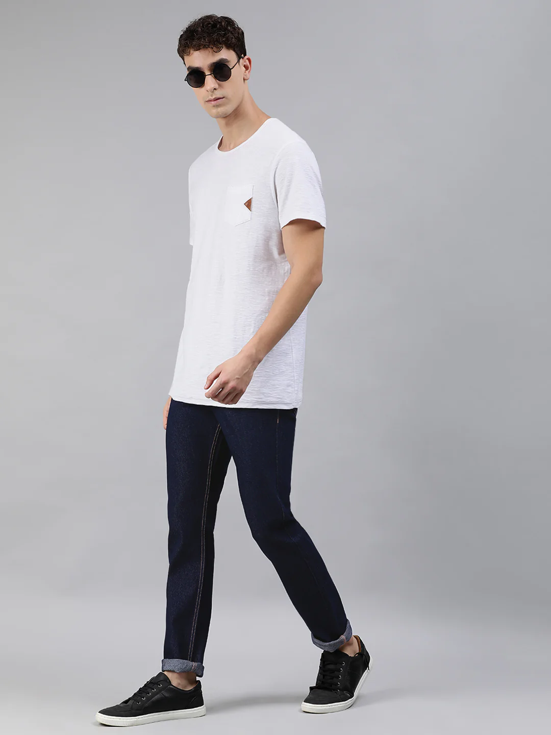 Men's Dark Blue Slim Fit Denim Jeans Stretchable - Image 4