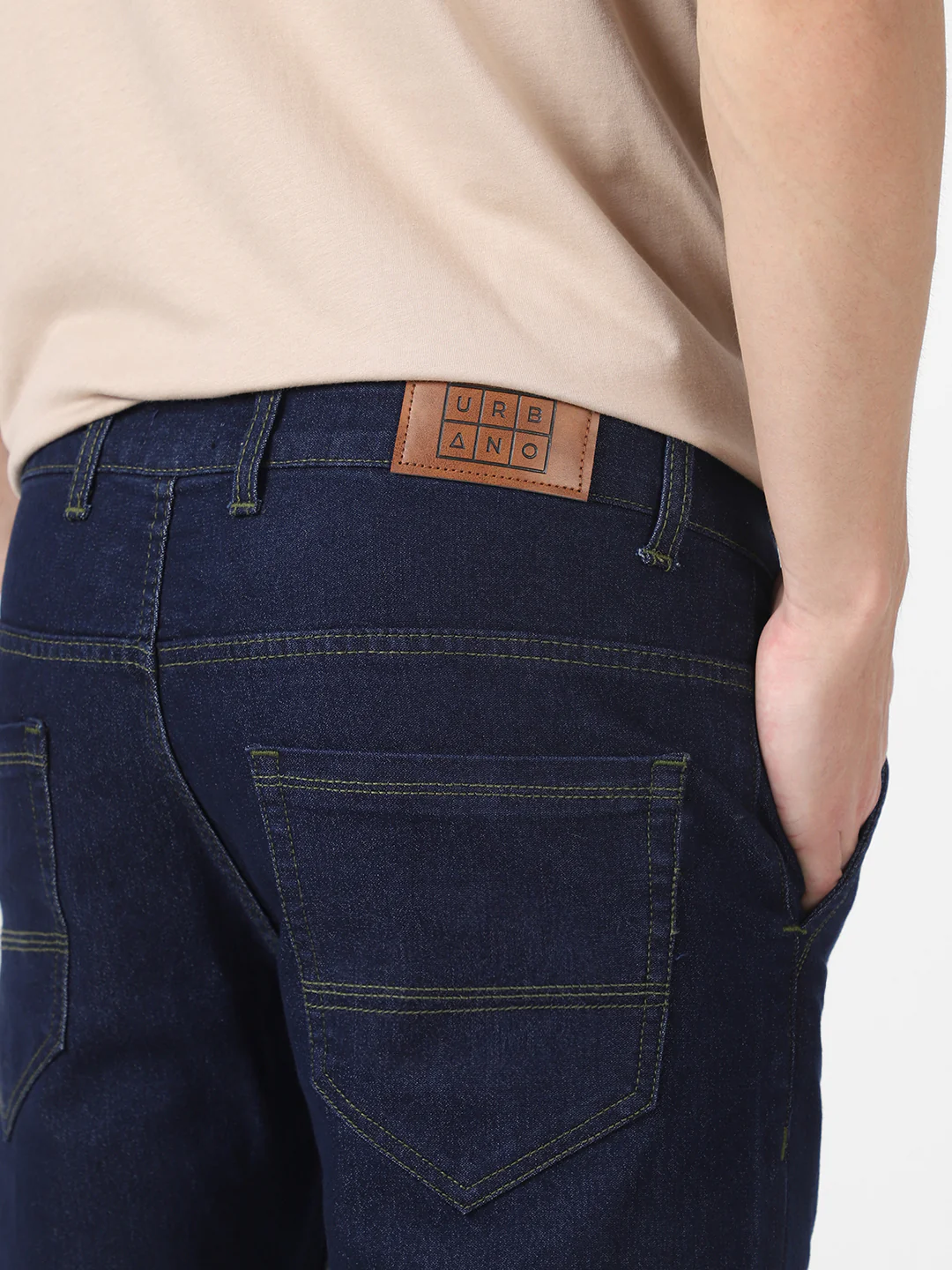Men's Dark Blue Slim Fit Washed Jeans Stretchable - Image 6