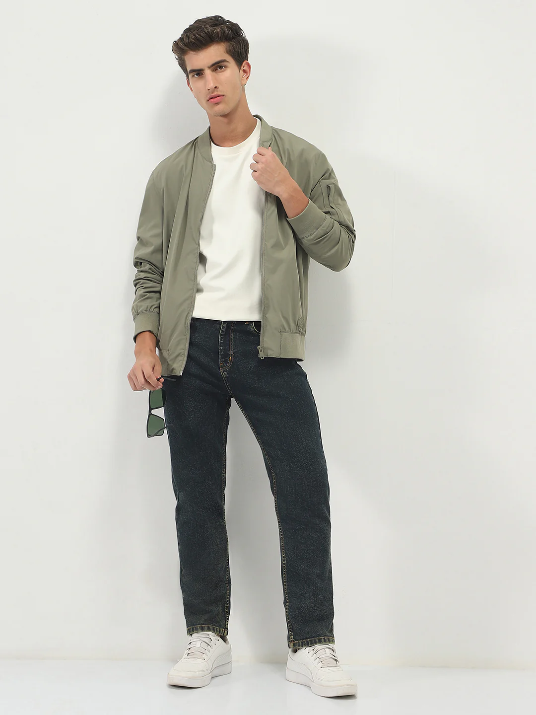 Men's Dark Blue Straight Fit Heavy Washed Jeans Stretchable - Image 4