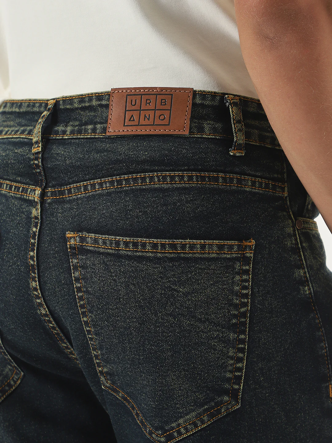 Men's Dark Blue Straight Fit Heavy Washed Jeans Stretchable - Image 6