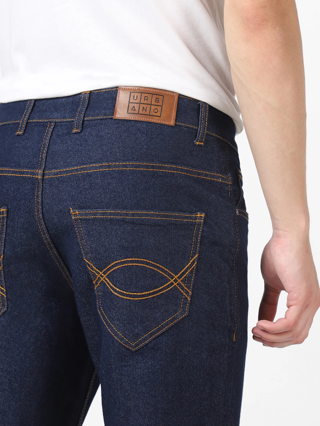 Men's Dark Blue Washed Bootcut Jeans Stretchable - Image 6