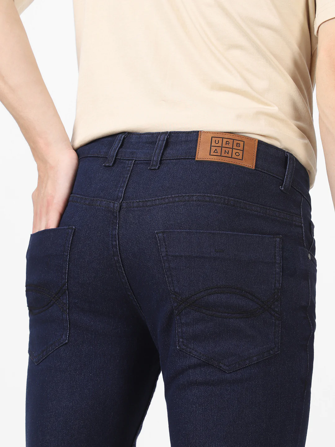 Men's Dark Blue Washed Bootcut Jeans Stretchable - Image 5