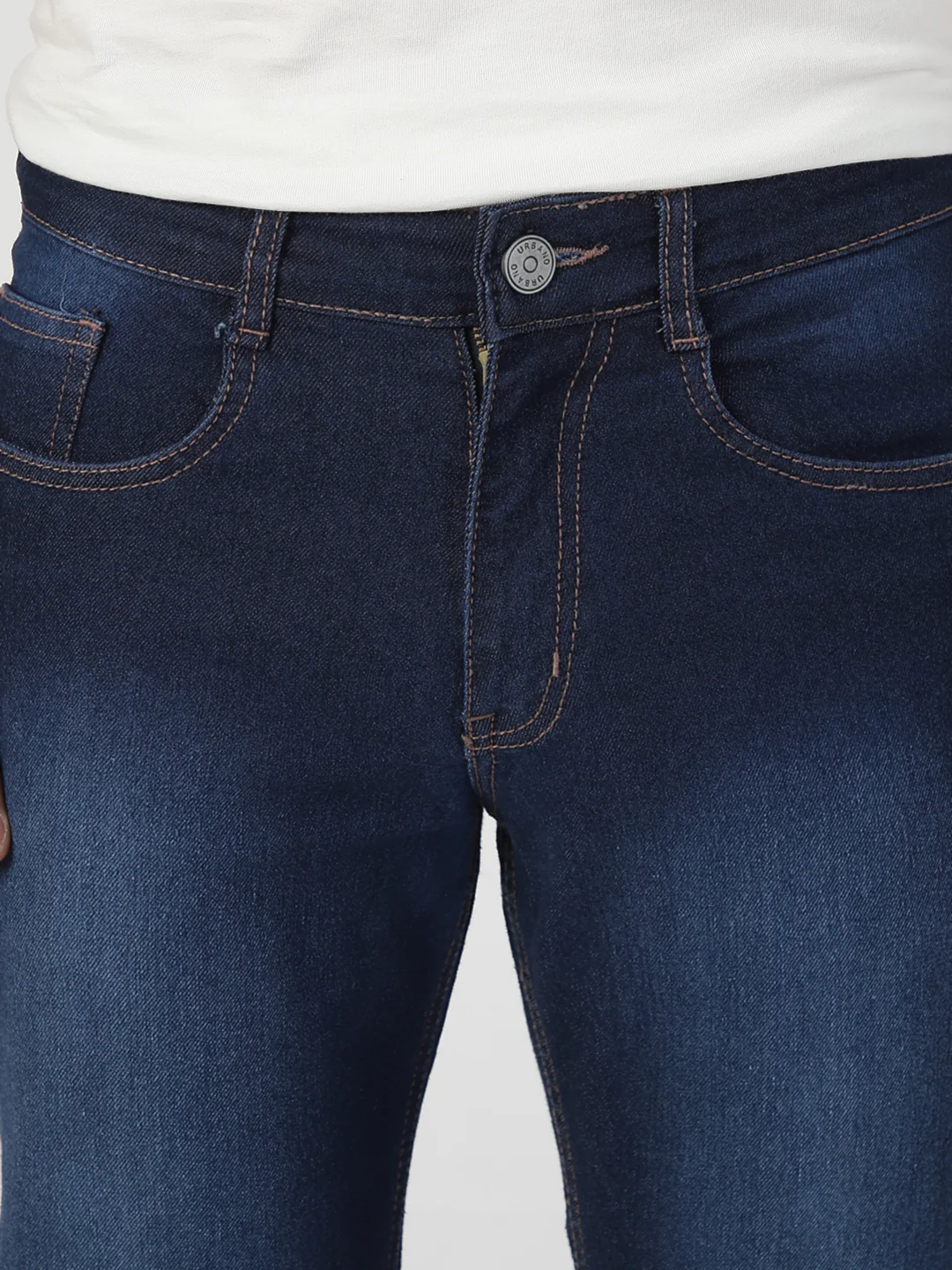 Men's Dark Blue Washed Bootcut Jeans Stretchable - Image 5