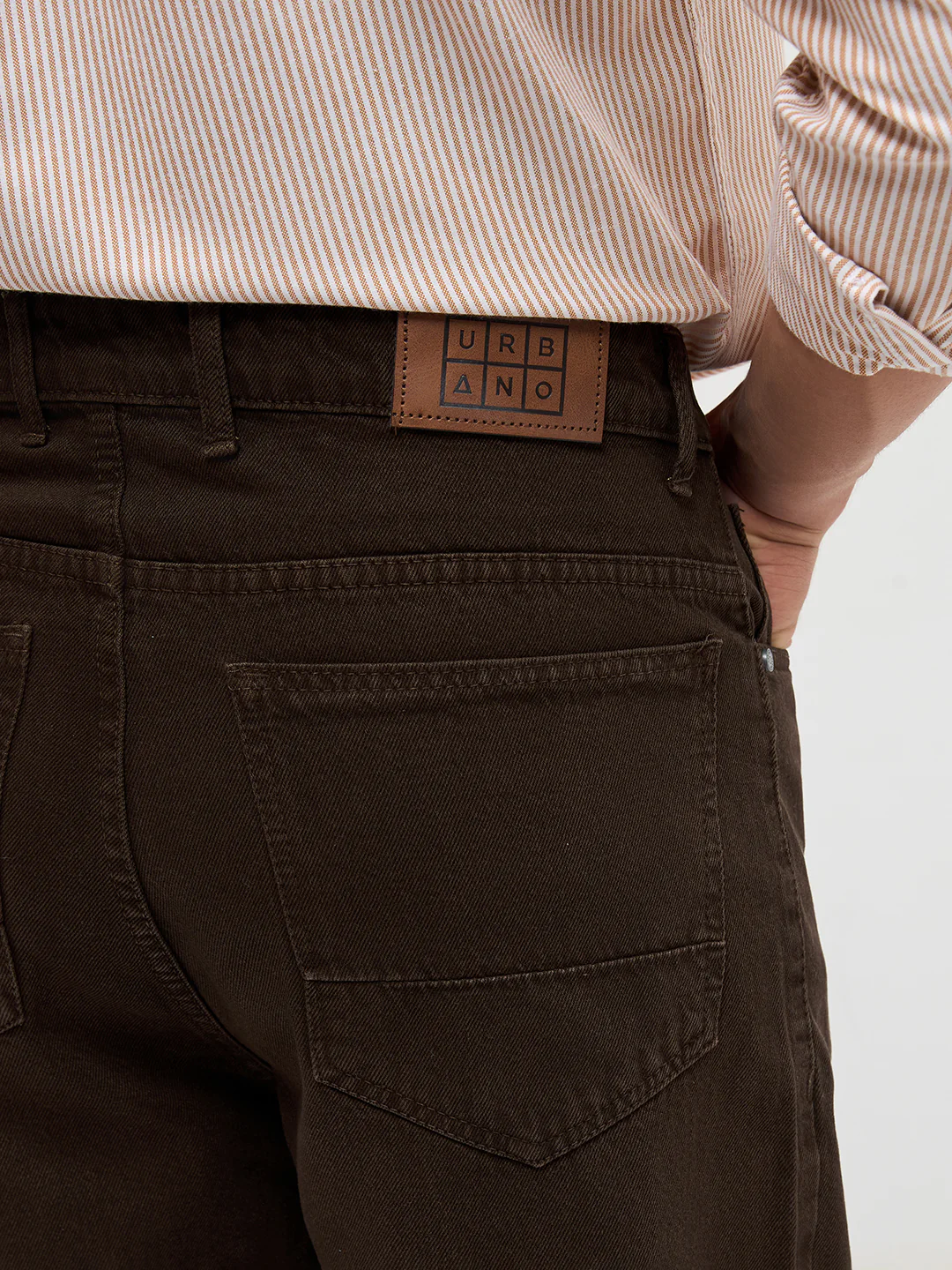 Men's Dark Brown Loose Baggy Fit Washed Denim Jeans Non-Stretchable - Image 6