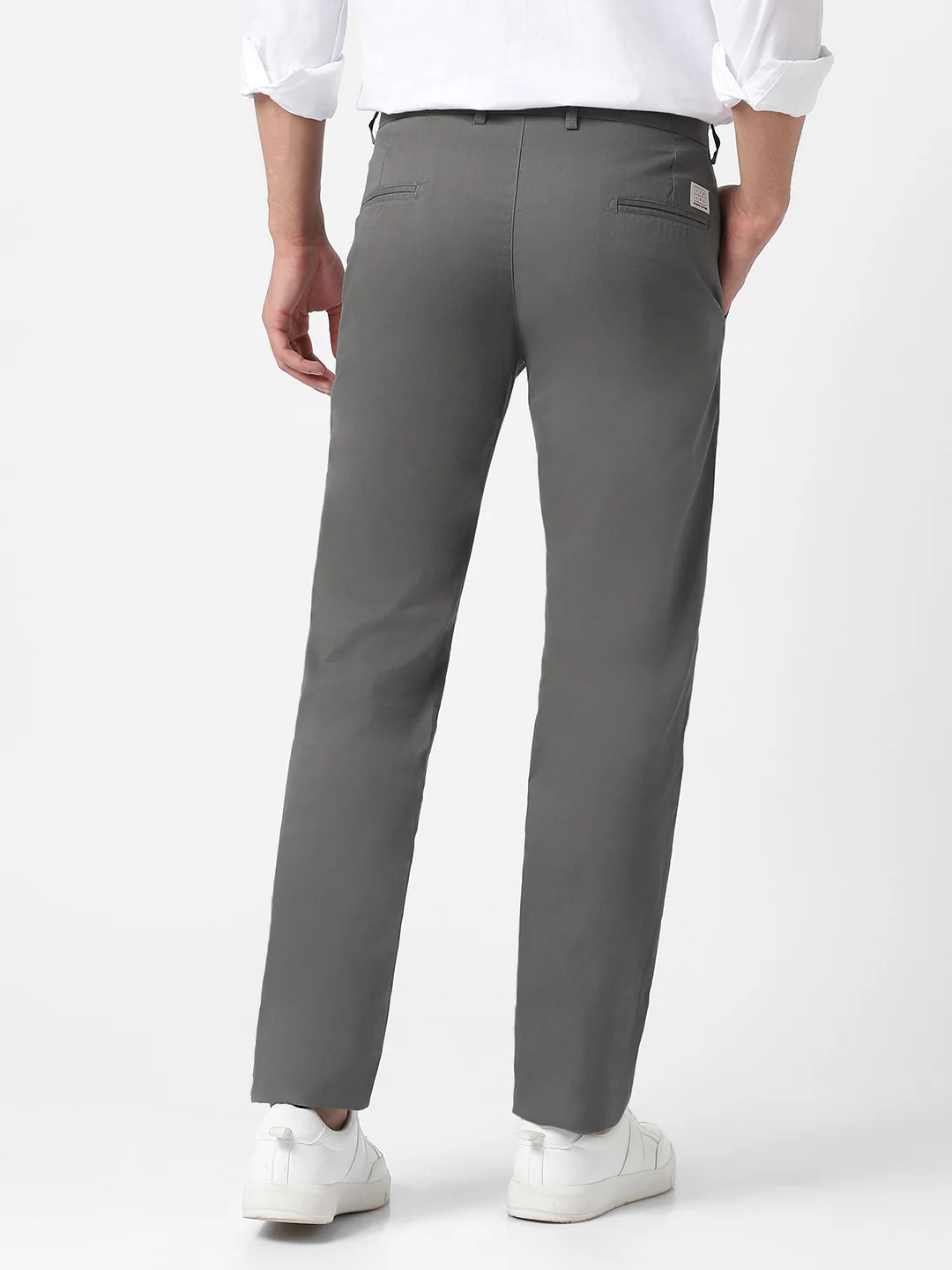 Men's Dark Green Cotton Slim Fit Casual Chinos Trousers - Image 3