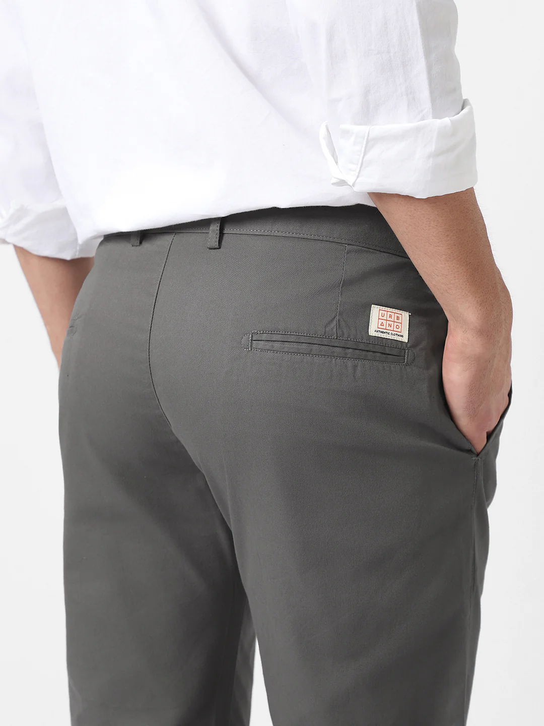 Men's Dark Green Cotton Slim Fit Casual Chinos Trousers - Image 4