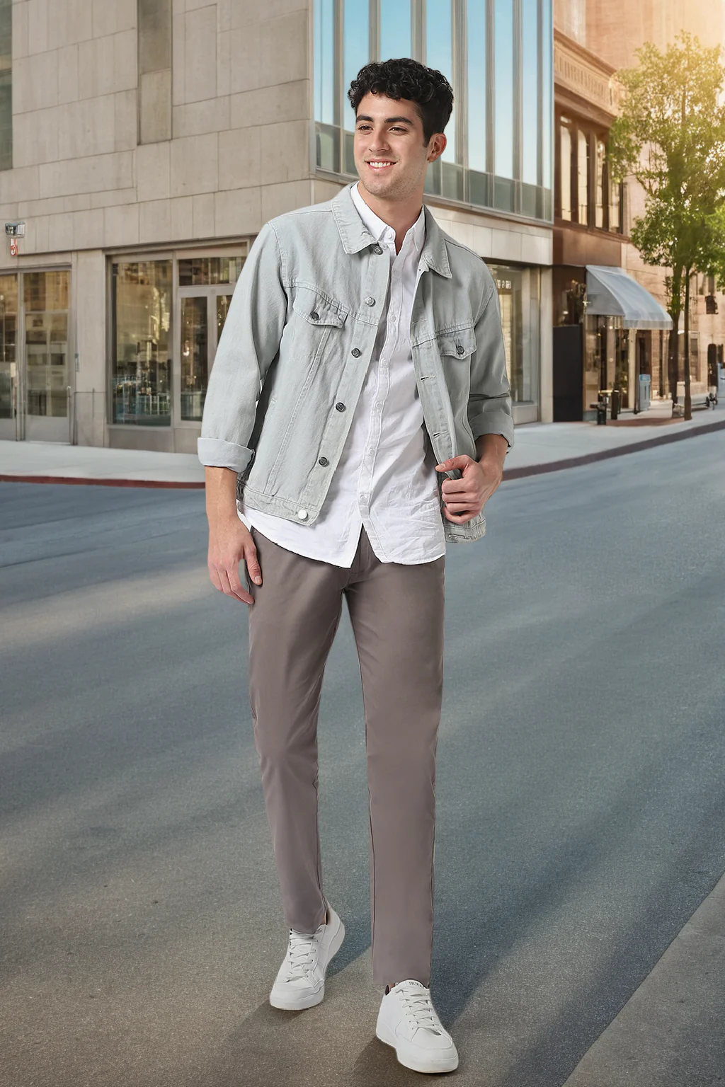 Men's Dark Green Cotton Slim Fit Casual Chinos Trousers - Image 5