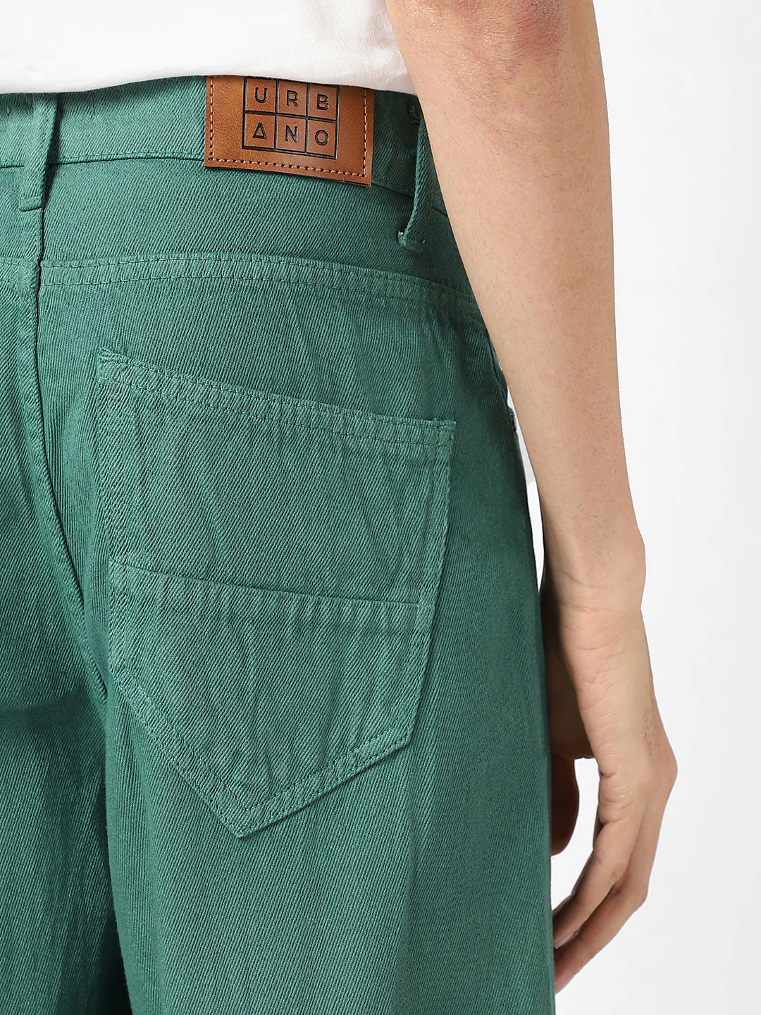 Men's Dark Green Loose Baggy Fit Washed Jeans Non-Stretchable - Image 5