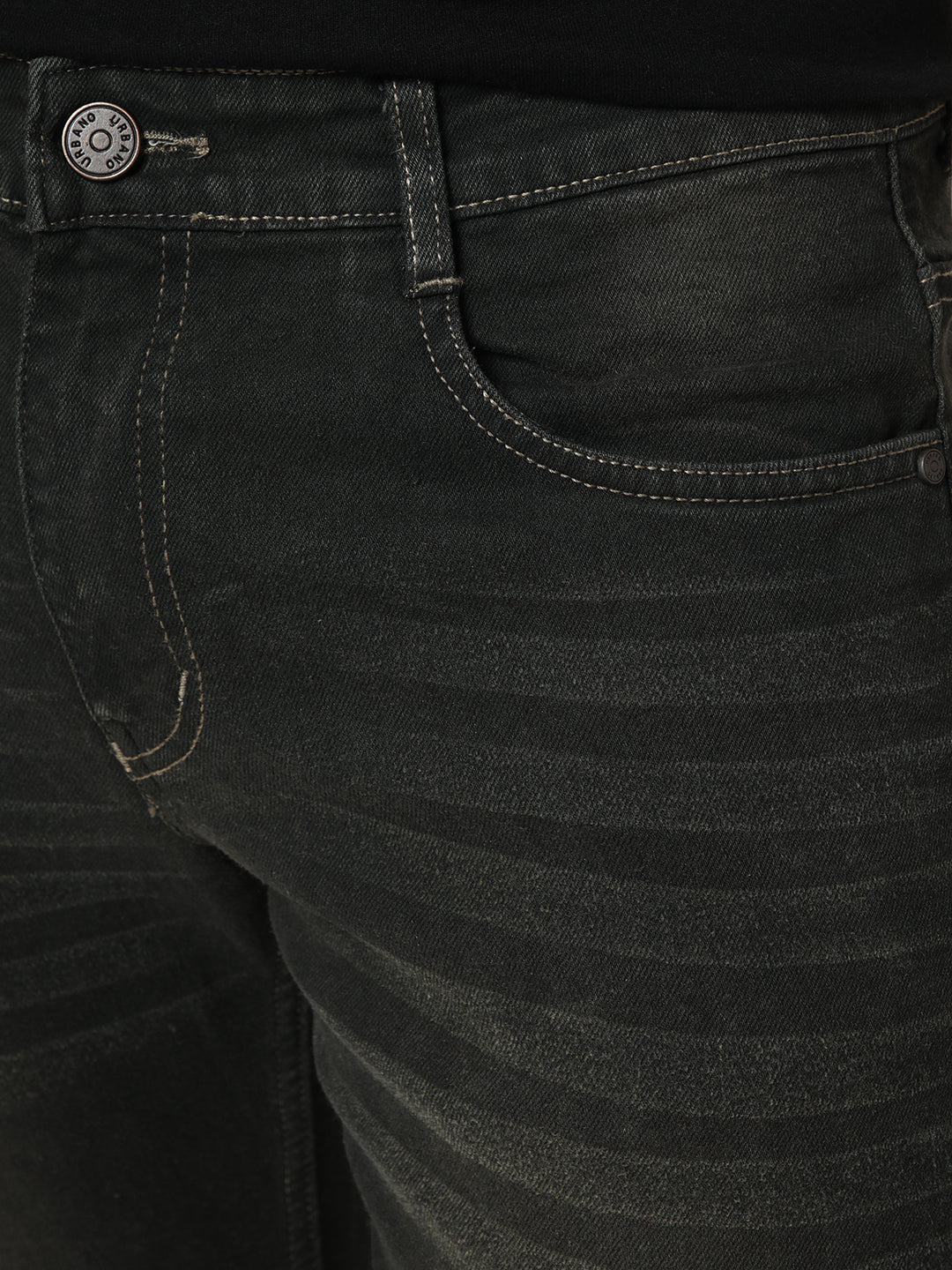 Men's Dark Grey Bootcut Fit Mid Rise Heavy Washed Jeans Stretchable - Image 6