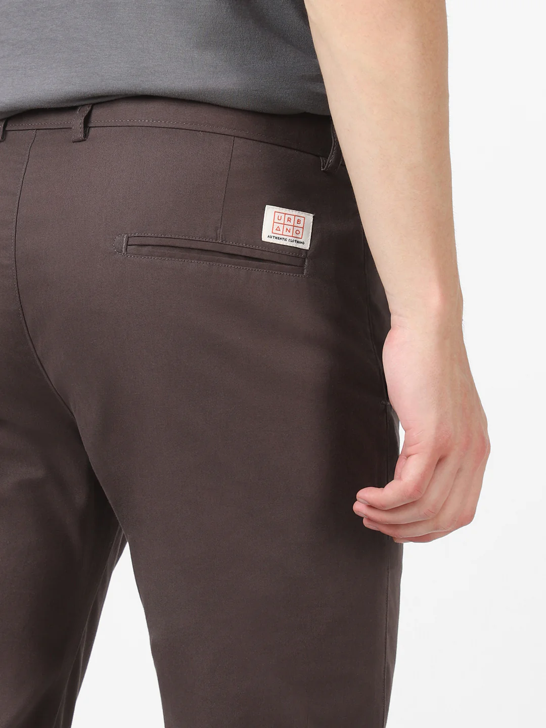 Men's Dark Grey Cotton Slim Fit Casual Chinos Trousers - Image 7