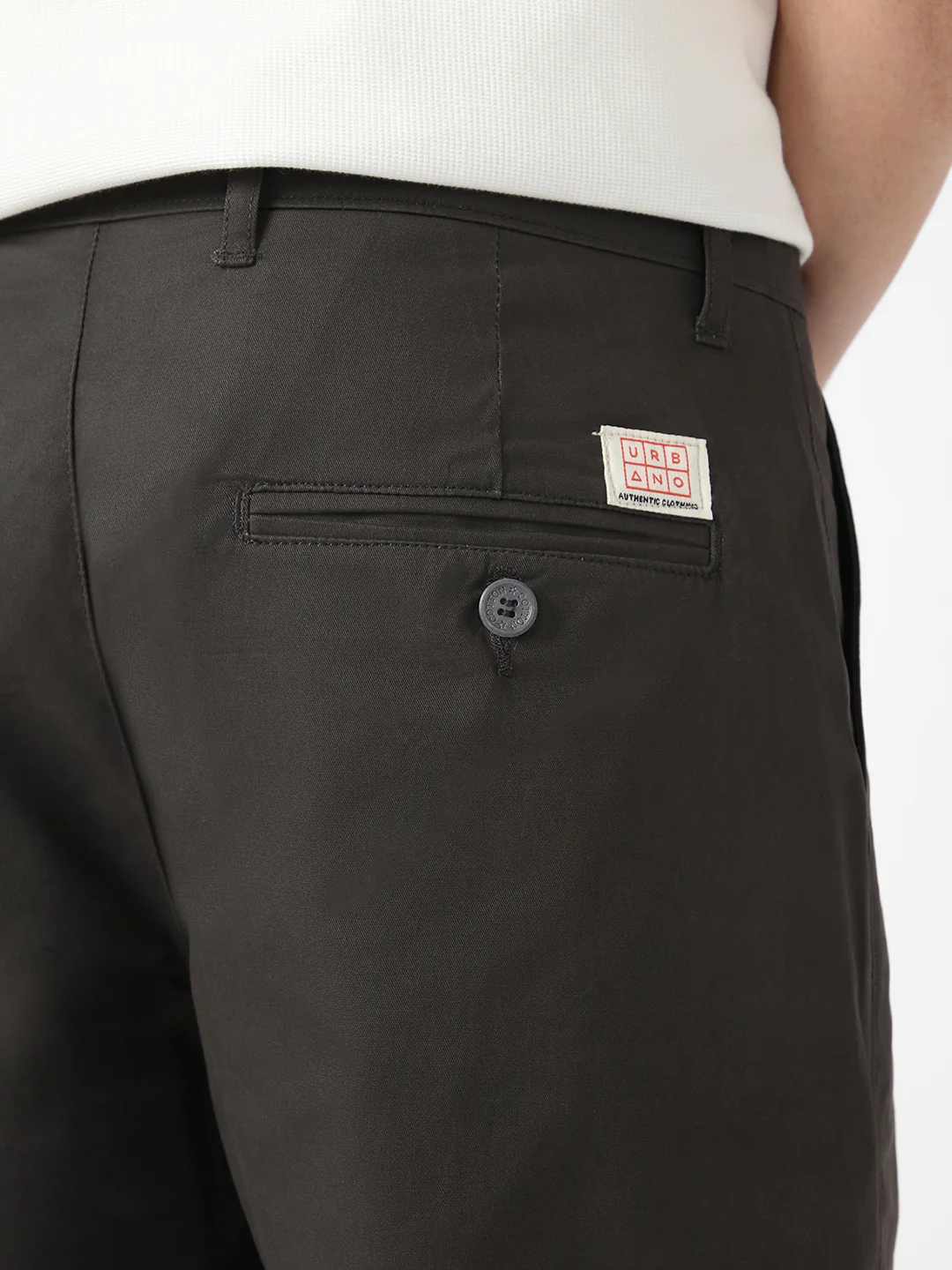 Men's Dark Grey Cotton Regular Fit Casual Chinos Trousers Stretch - Image 6