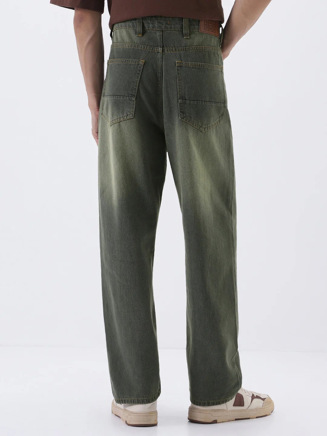 Men's Dark Grey Loose Baggy Fit Heavy Washed Jeans Non-Stretchable - Image 3