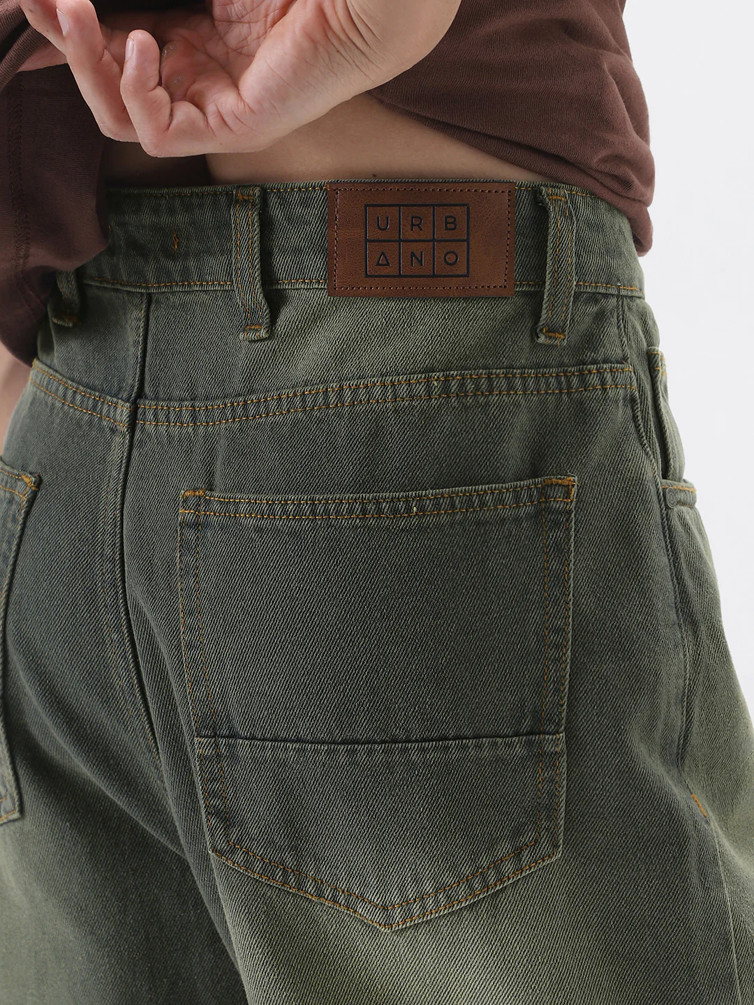 Men's Dark Grey Loose Baggy Fit Heavy Washed Jeans Non-Stretchable - Image 6