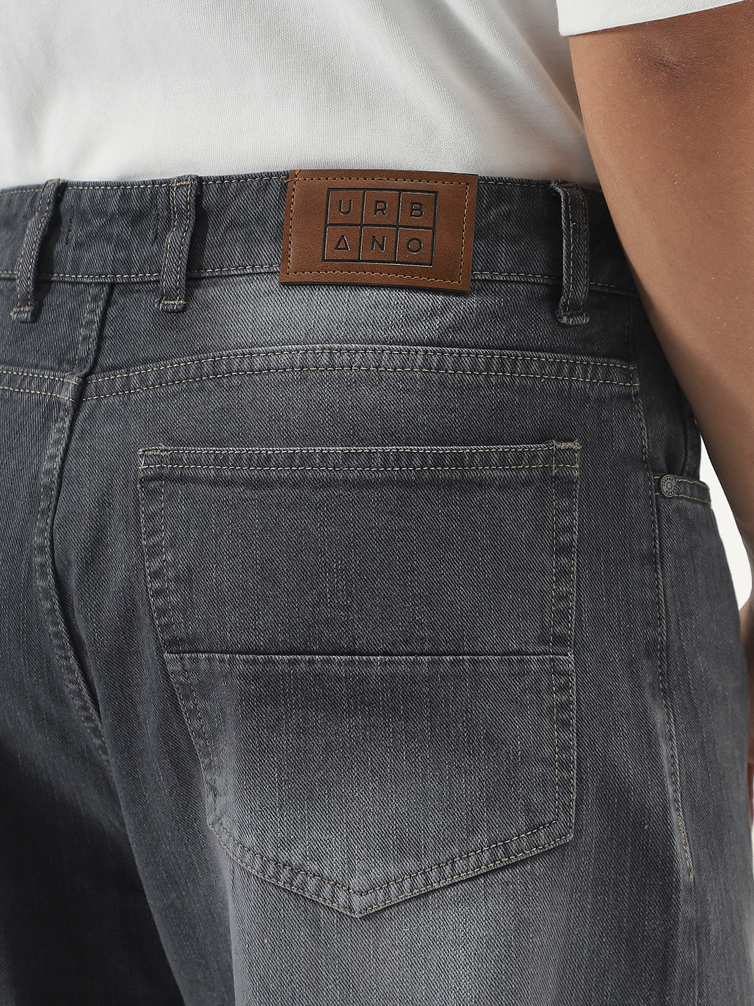 Men's Dark Grey Loose Baggy Fit Washed Denim Jeans Non-Stretchable - Image 6