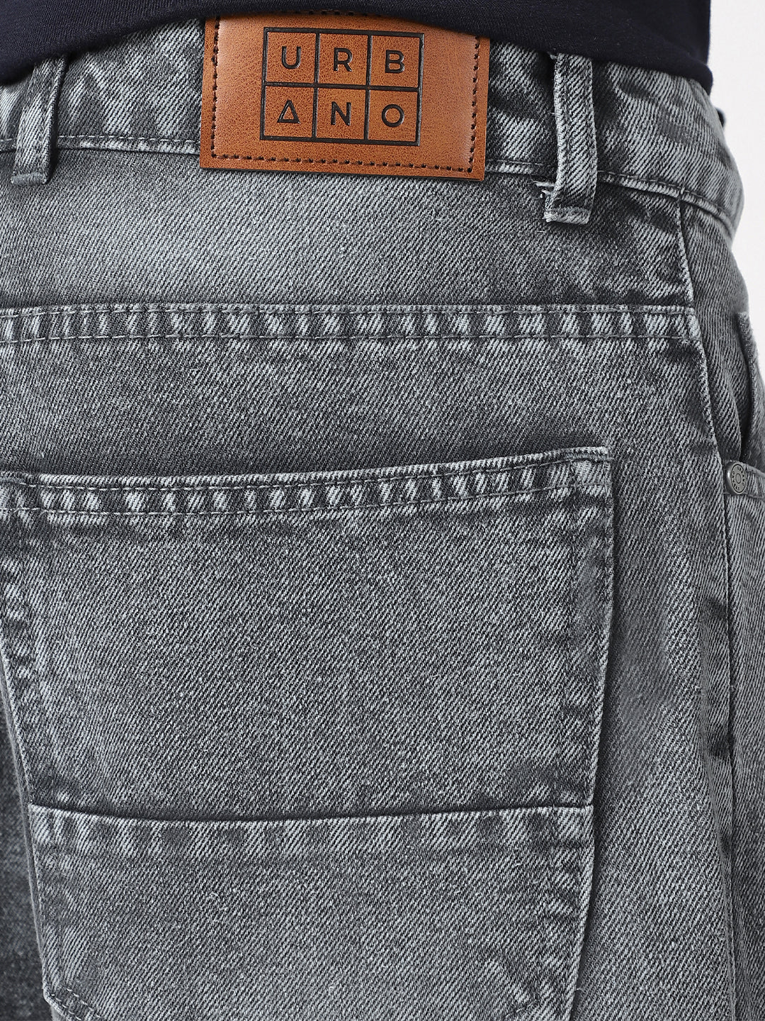 Men's Dark Grey Loose Baggy Fit Washed Jeans Non-Stretchable - Image 5