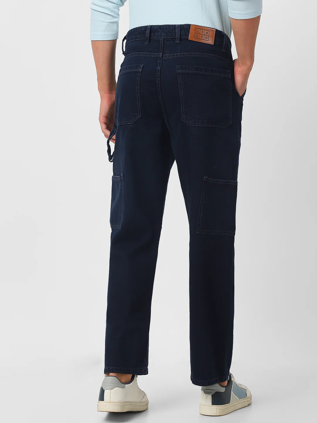 Men's Dark Grey Loose Fit Cargo Carpenter Jeans With 6 Pockets Non-Stretchable - Image 4