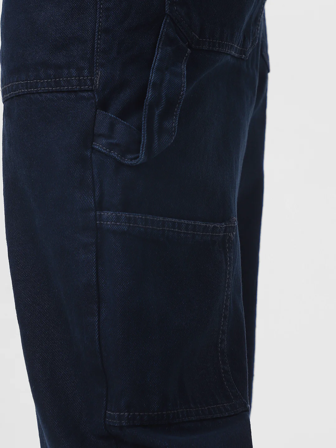 Men's Dark Grey Loose Fit Cargo Carpenter Jeans With 6 Pockets Non-Stretchable - Image 6