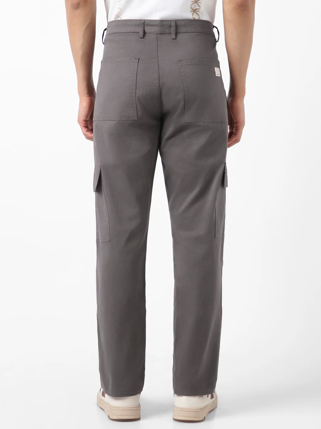 Urbano Fashion Men's Dark Grey Regular Fit Solid Cargo Chino Pant with 6 Pockets Stretchable - Image 3