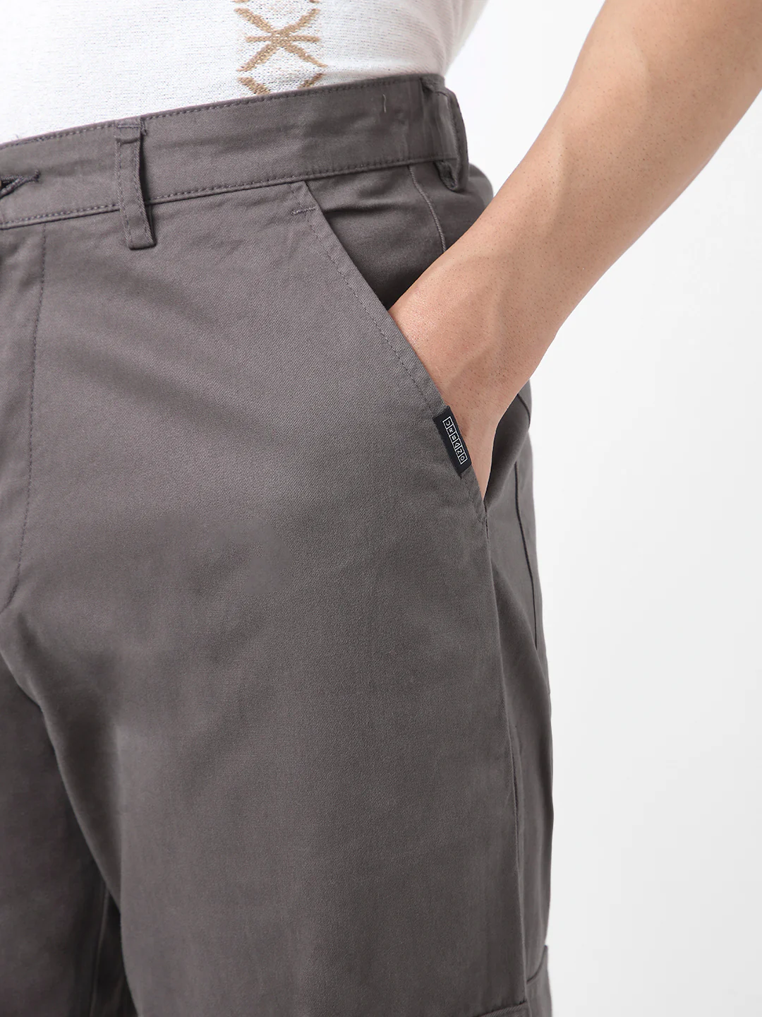 Urbano Fashion Men's Dark Grey Regular Fit Solid Cargo Chino Pant with 6 Pockets Stretchable - Image 6