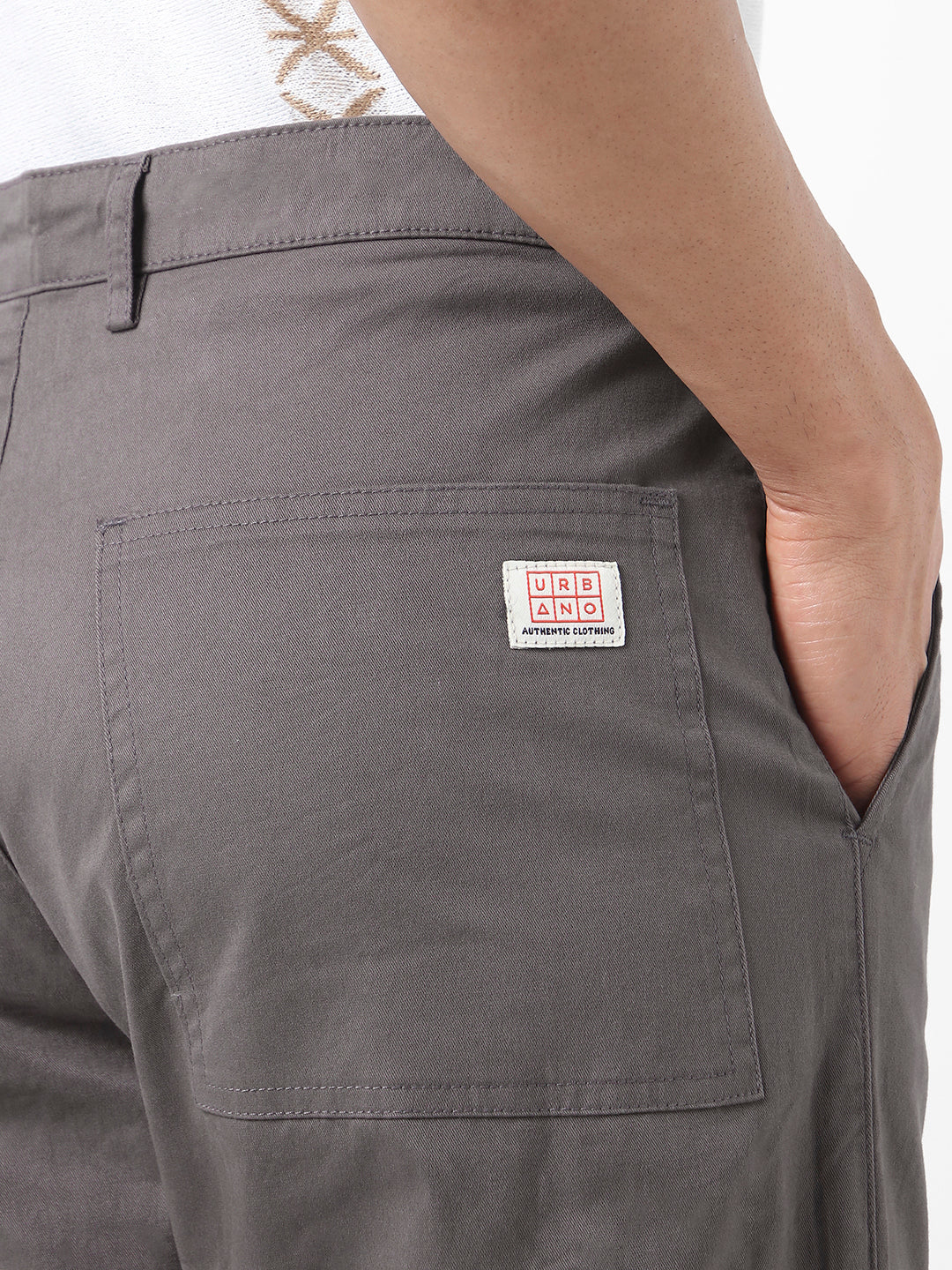 Urbano Fashion Men's Dark Grey Regular Fit Solid Cargo Chino Pant with 6 Pockets Stretchable - Image 7