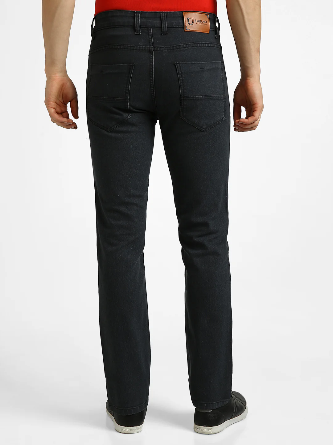 Men's Dark Grey Regular Fit Washed Jeans Stretchable - Image 3