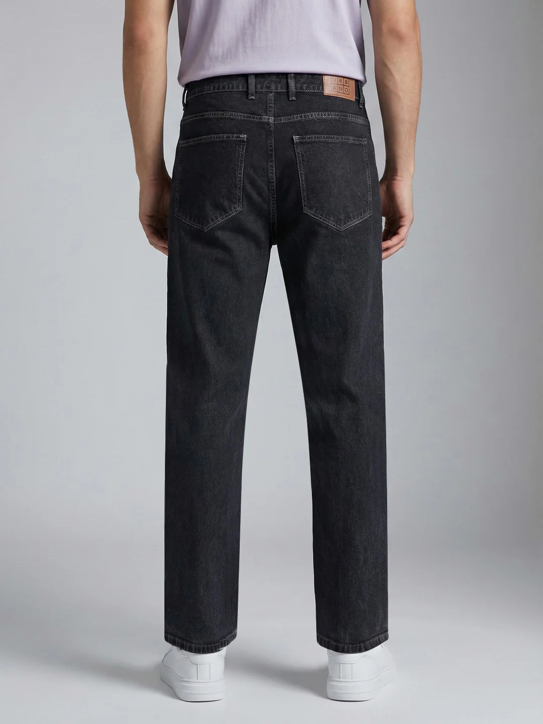 Men's Dark Grey Relaxed Fit Washed Denim Jeans Non-Stretchable - Image 3