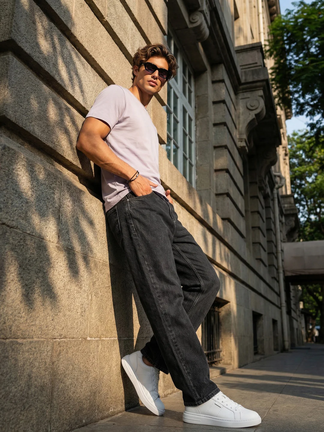 Men's Dark Grey Relaxed Fit Washed Denim Jeans Non-Stretchable - Image 4