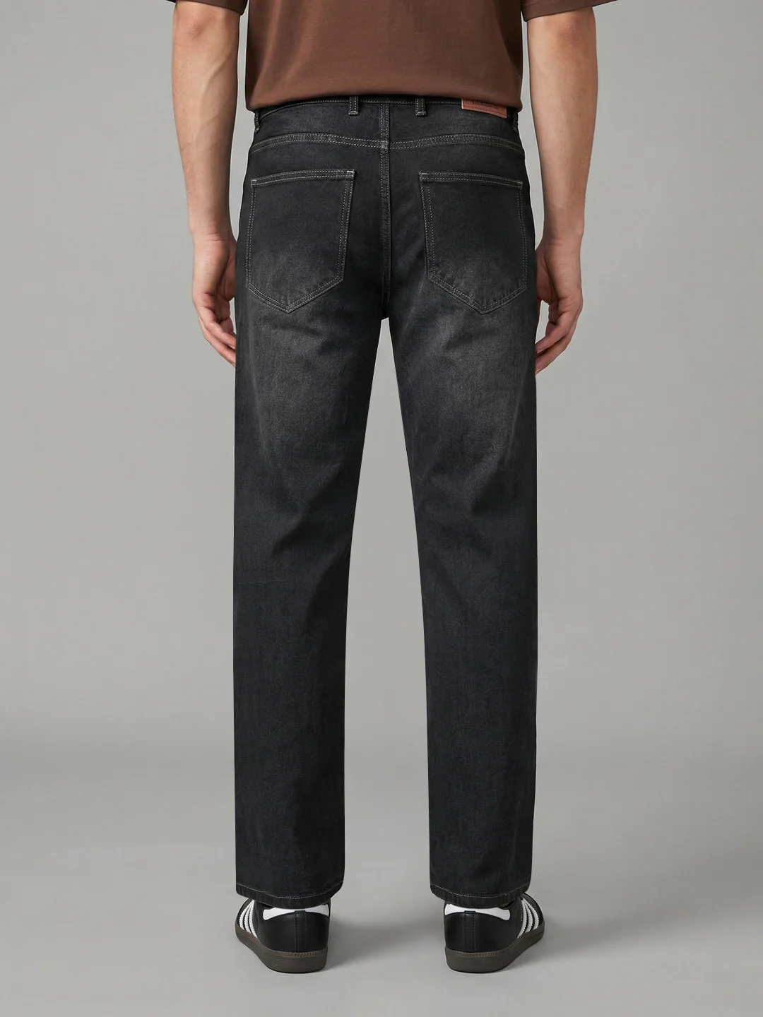 Men's Dark Grey Relaxed Fit Washed Denim Jeans Non-Stretchable - Image 3