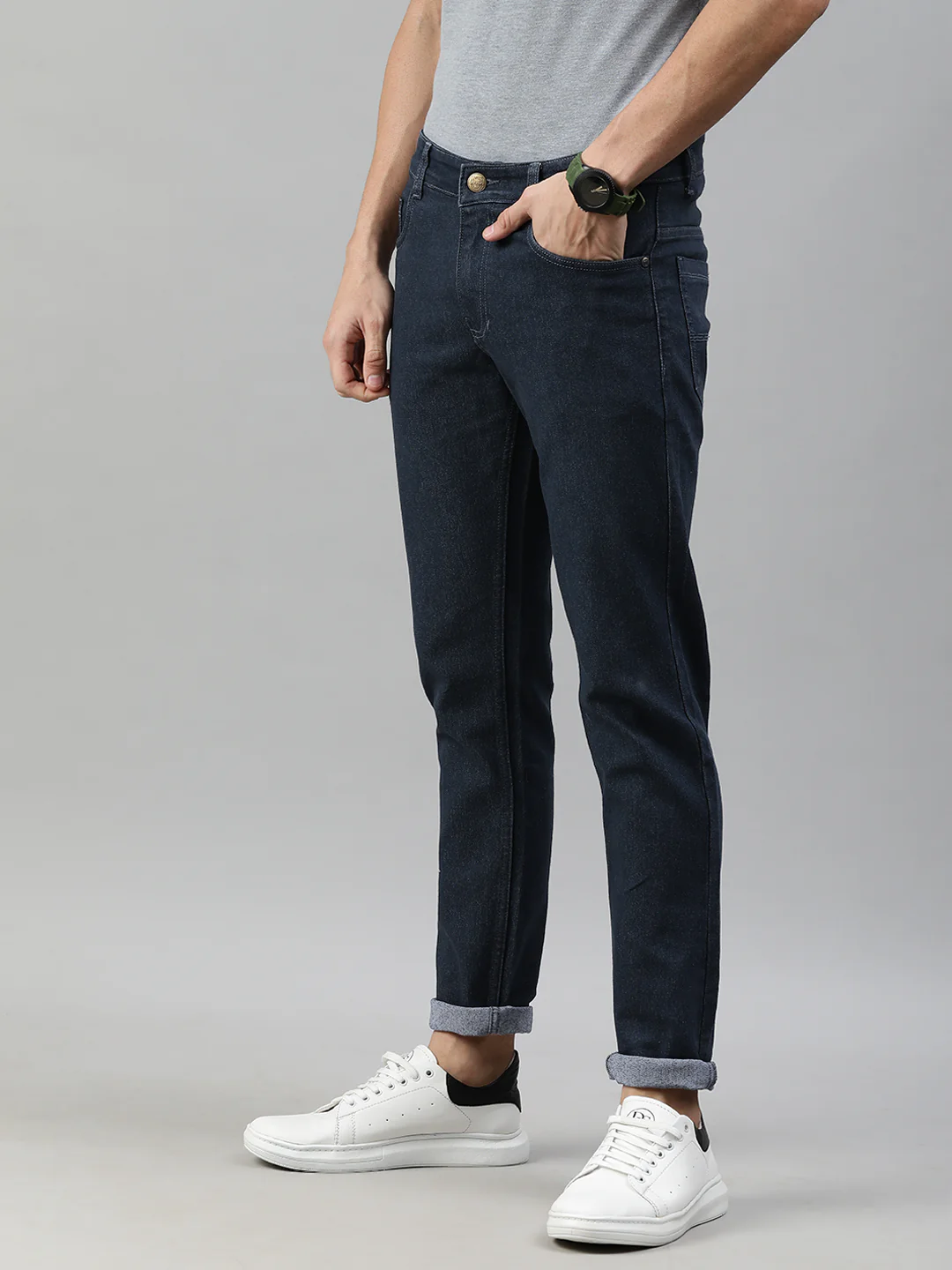 Men's Dark Grey Slim Fit Denim Jeans Stretchable - Image 2