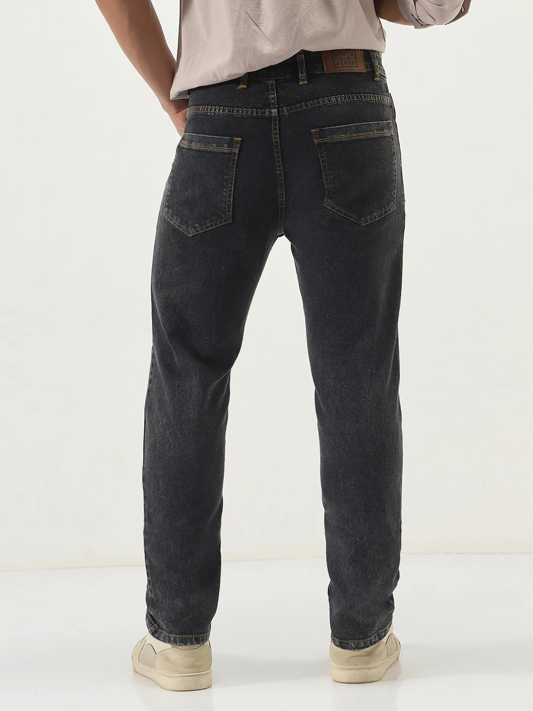 Men's Dark Grey Slim Fit Washed Denim Jeans Stretchable - Image 3