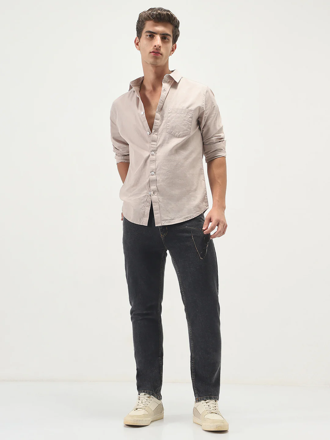 Men's Dark Grey Slim Fit Washed Denim Jeans Stretchable - Image 4