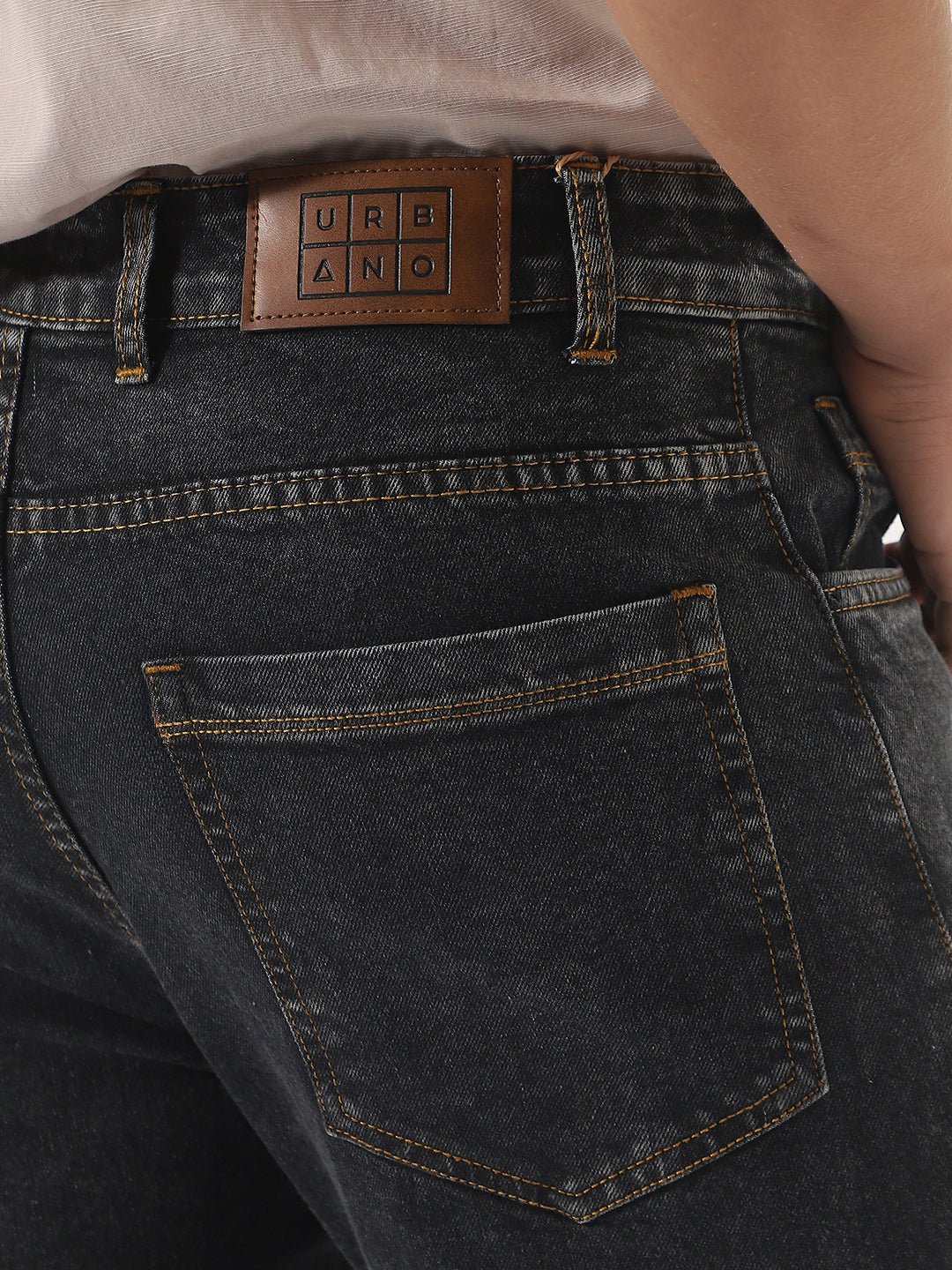 Men's Dark Grey Slim Fit Washed Denim Jeans Stretchable - Image 6