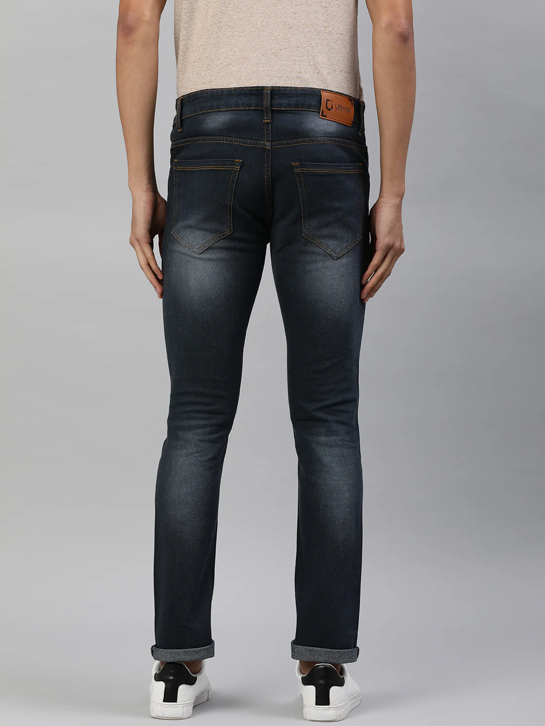 Men's Dark Grey Slim Fit Washed Jeans Stretchable - Image 3