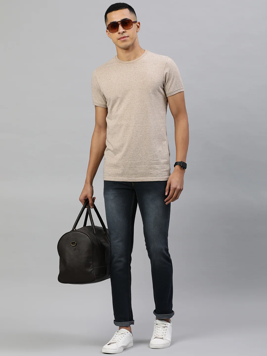 Men's Dark Grey Slim Fit Washed Jeans Stretchable - Image 4