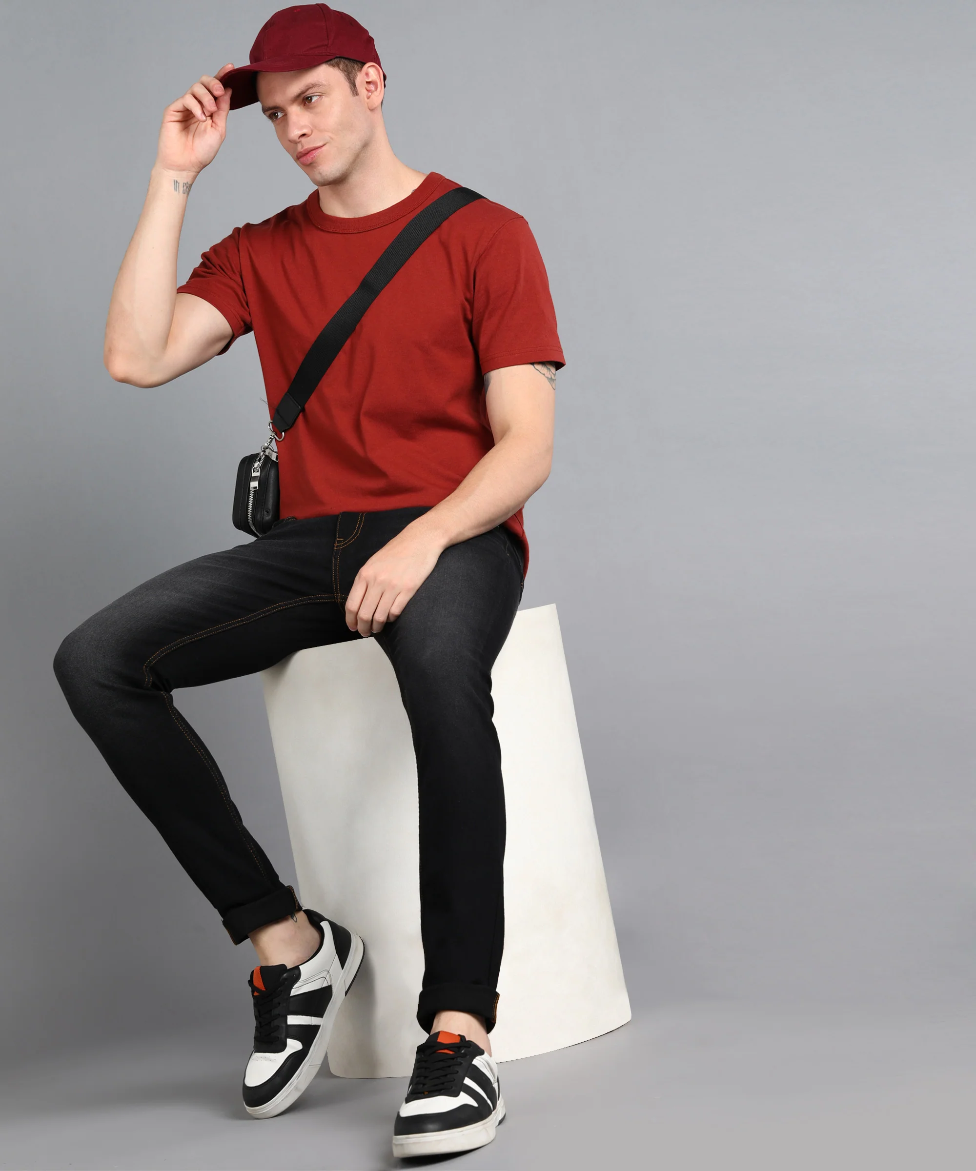 Men's Dark Grey Slim Fit Washed Jeans Stretchable - Image 4