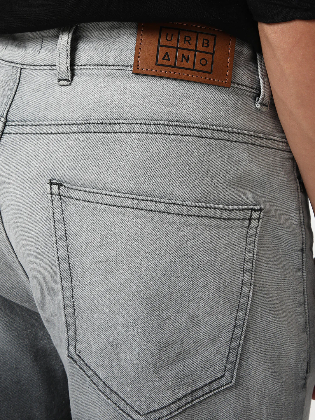 Men's Dark Grey Straight Fit Heavy Washed Faded Denim Jeans Stretchable - Image 7