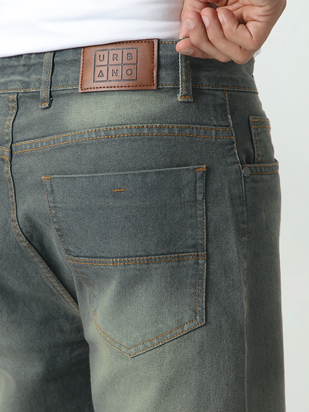 Men's Dark Grey Straight Fit Heavy Washed Jeans Stretchable - Image 7