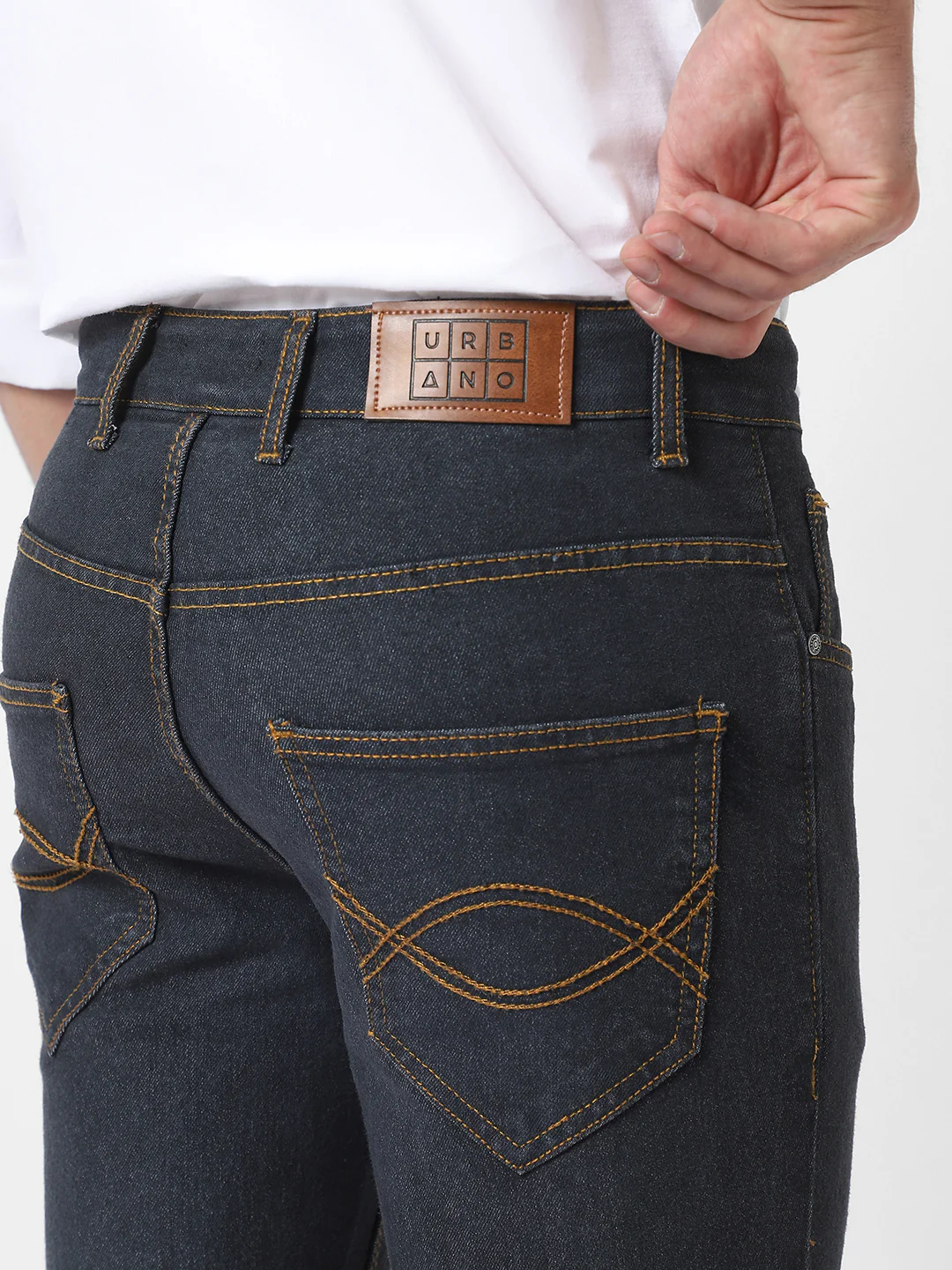 Men's Dark Grey Washed Bootcut Jeans Stretchable - Image 5