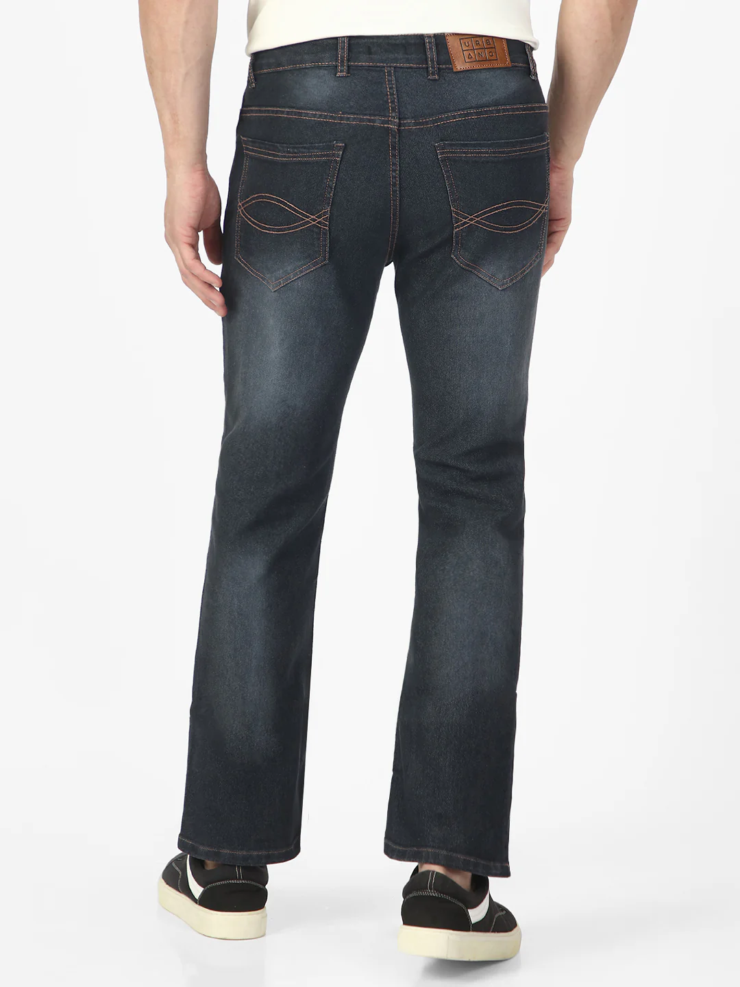 Men's Dark Grey Washed Bootcut Jeans Stretchable - Image 3