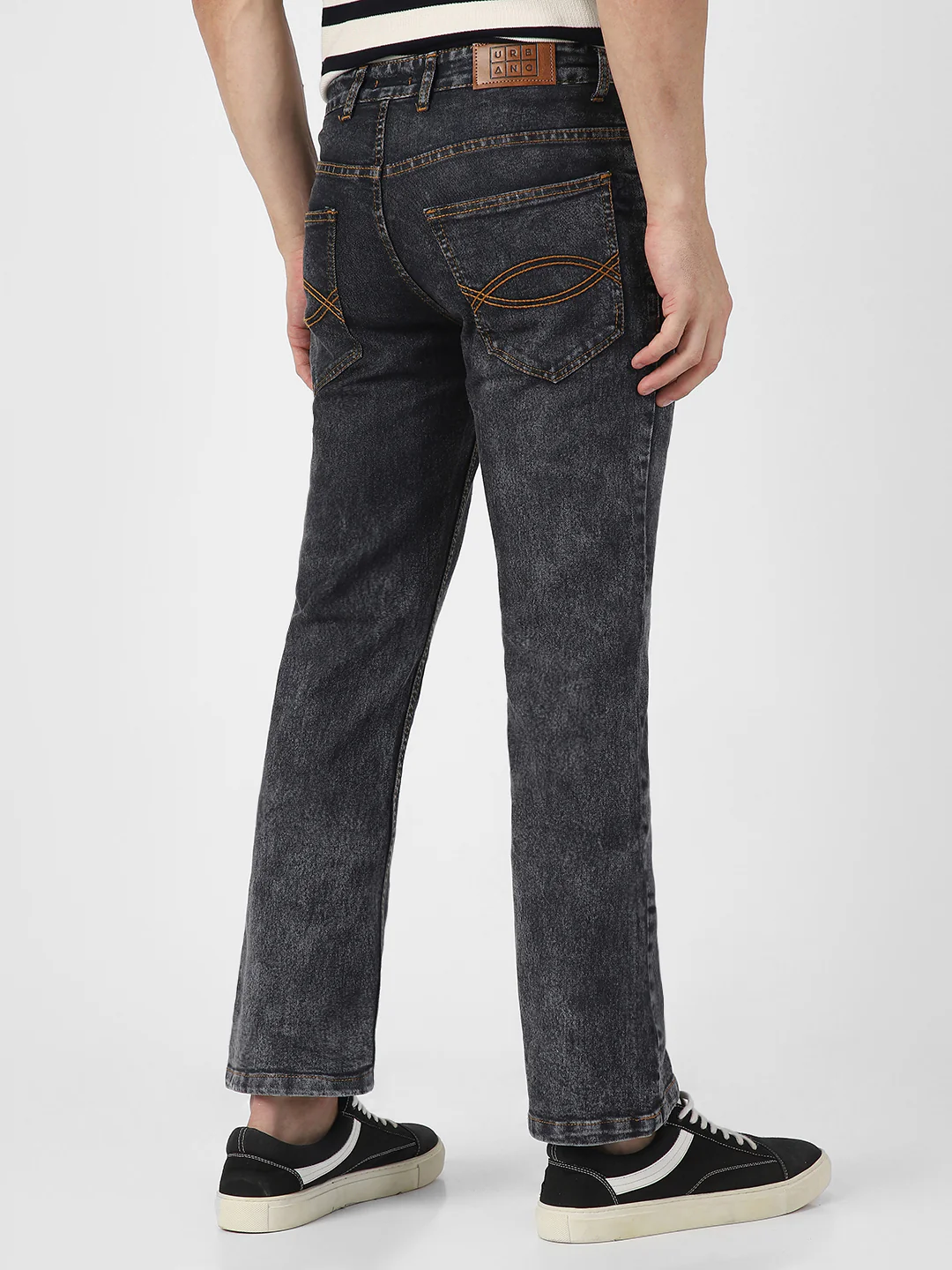 Men's Dark Grey Washed Bootcut Jeans Stretchable - Image 4