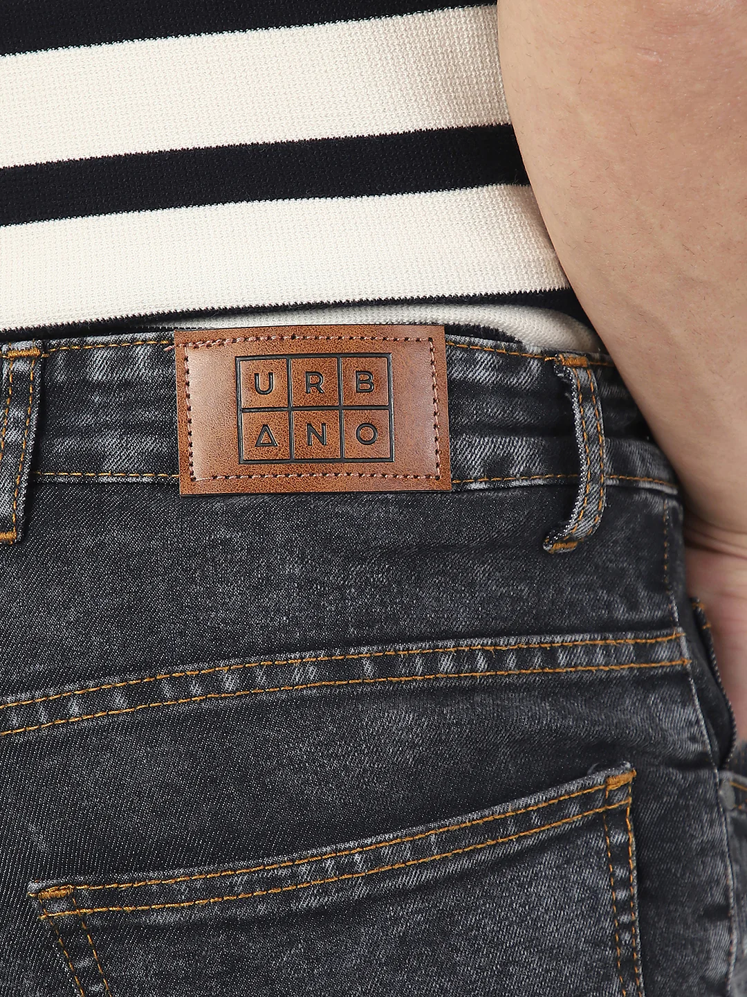 Men's Dark Grey Washed Bootcut Jeans Stretchable - Image 6