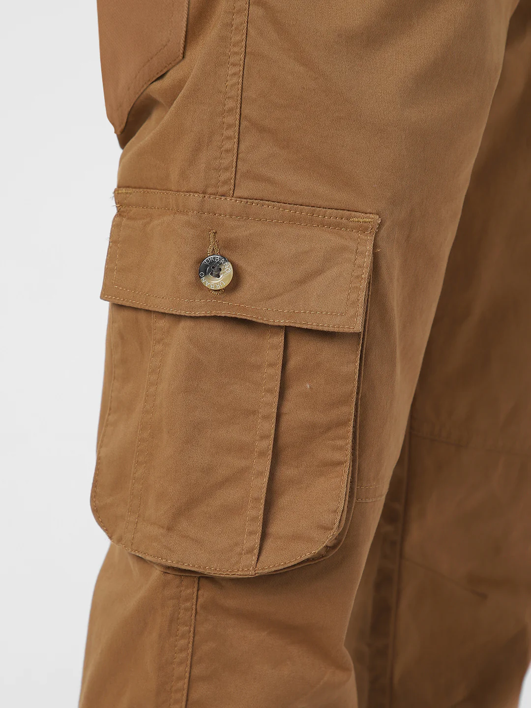 Men's Dark Khaki Regular Fit Solid Cargo Chino Pant with 6 Pockets - Image 6