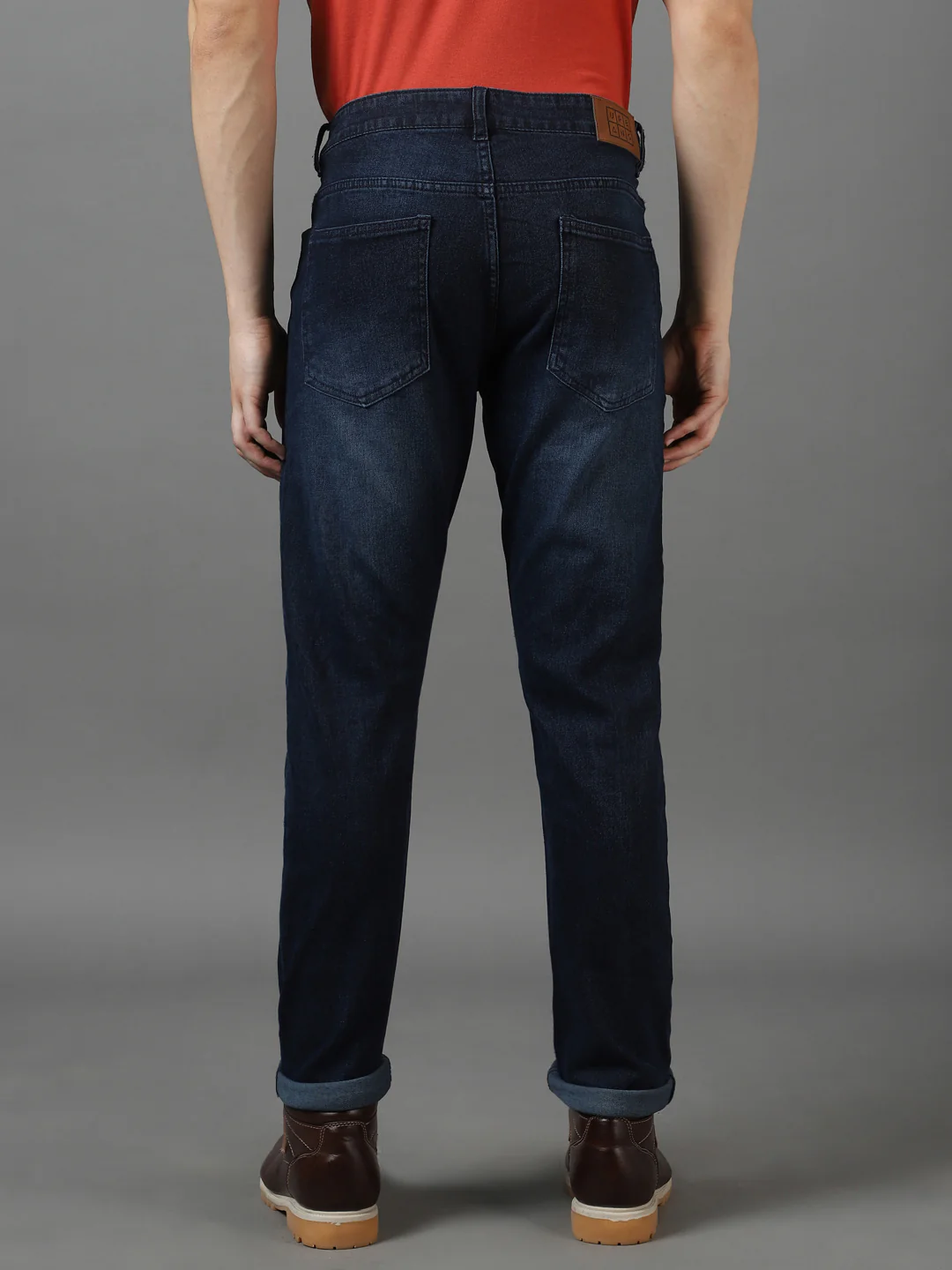 Men's Dark Navy Blue Slim Fit Heavy Washed Jeans Stretch - Image 4