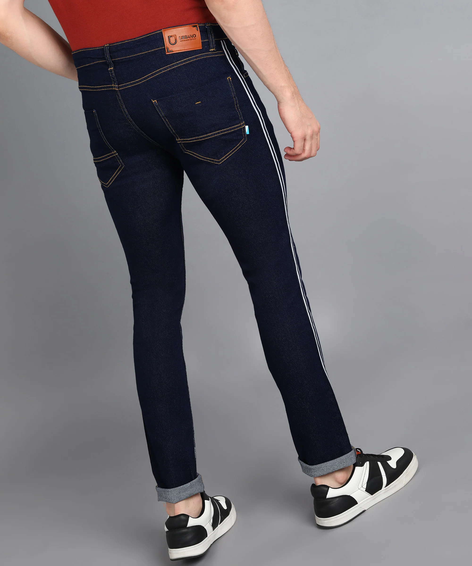 Men's Dark Navy Skinny Fit Washed Jeans Stretchable - Image 3