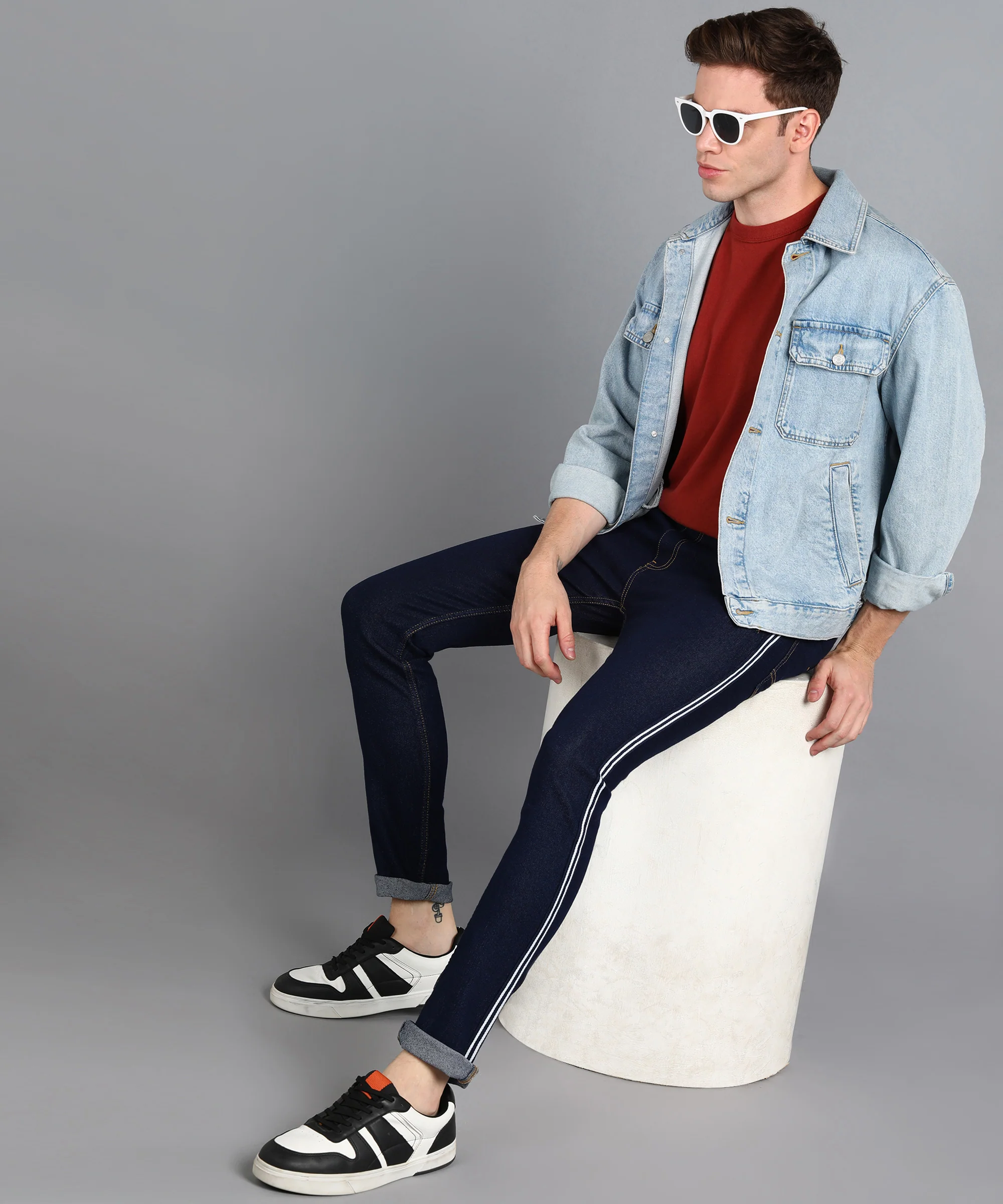 Men's Dark Navy Skinny Fit Washed Jeans Stretchable - Image 4