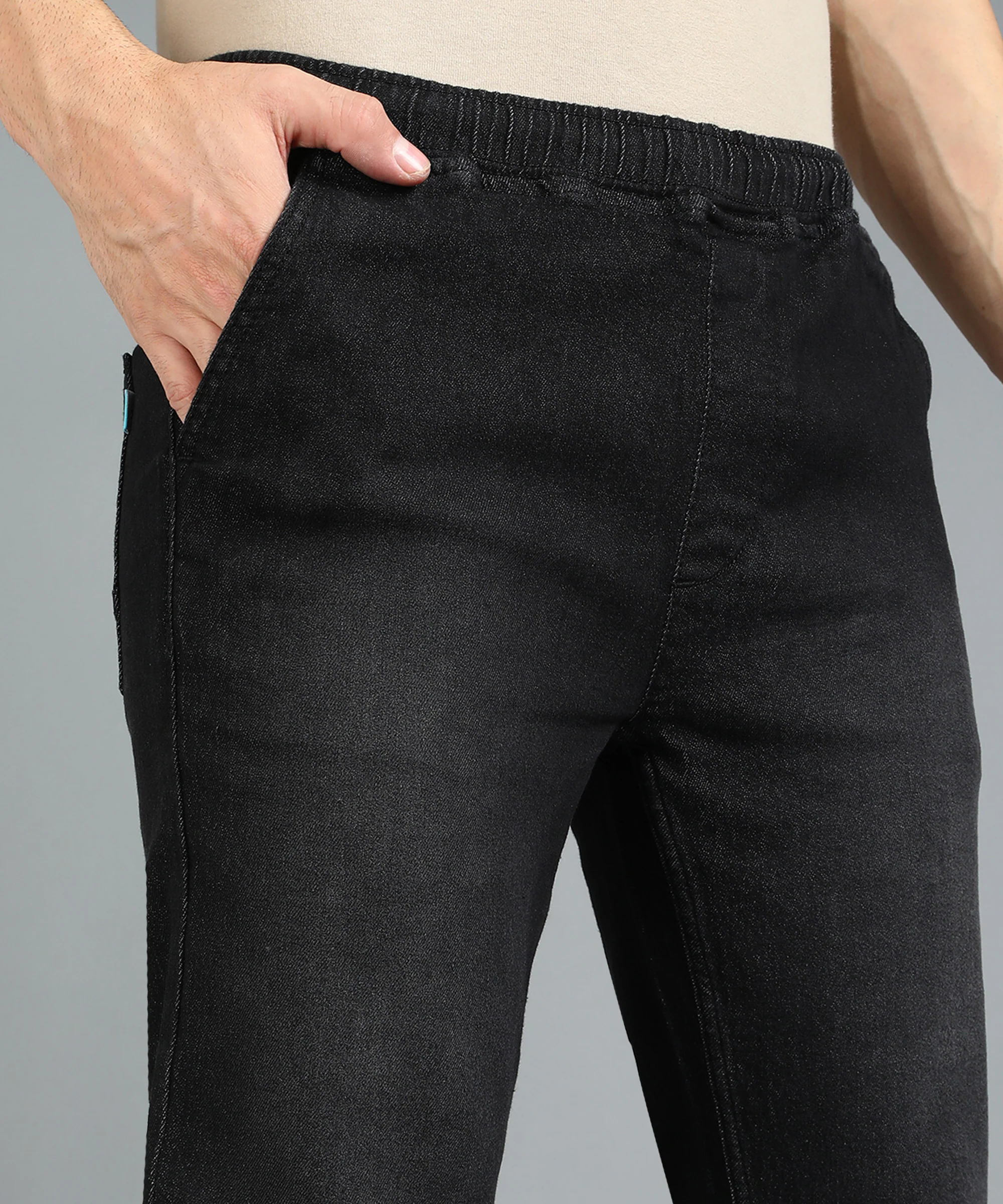 Men's Dark Navy Slim Fit Washed Jeans Stretchable - Image 4